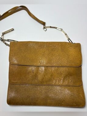 Stuart Weitzman Vintage Spanish Leather Convertible Clutch - Mustard/Yellow